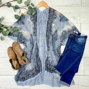 Stunning NWT Sheer Kimono in Chambray